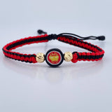 Pulsera Tejida Roja Negra Super Heroe 0.45gr / Oro Amarillo 18K &