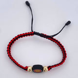 Pulsera Tejida Roja Negra Super Heroe 0.45gr / Oro Amarillo 18K &