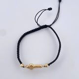 Pulsera Tejida Negra Cruz Rostro Cristo 1.15gr / Oro Amarillo 18K &