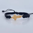 Pulsera Tejida Negra Cruz Rostro Cristo 0.95gr / Oro Amarillo 18K &