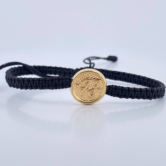 Pulsera Tejida Negra Fe 0.95gr / Oro Amarillo 18K &