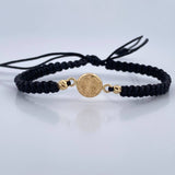 Pulsera Tejida Negra San Benito 0.6gr / Oro Amarillo 18K &