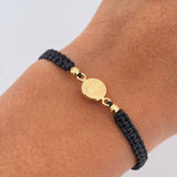Pulsera Tejida Negra San Benito 0.6gr / Oro Amarillo 18K &