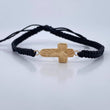 Pulsera Tejida Negra Cruz Rostro Cristo 0.85gr / Oro Amarillo 18K &