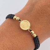 Pulsera Tejida Negra Corona RX 1.3gr / Oro Amarillo 18K &