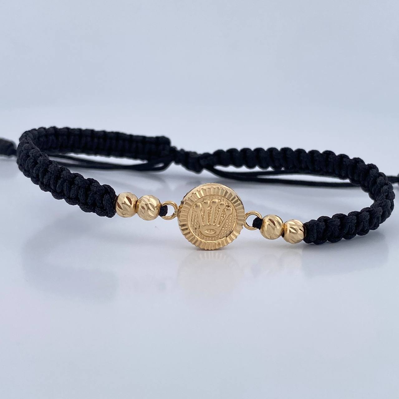 Pulsera Tejida Negra Corona RX 1.3gr / Oro Amarillo 18K &