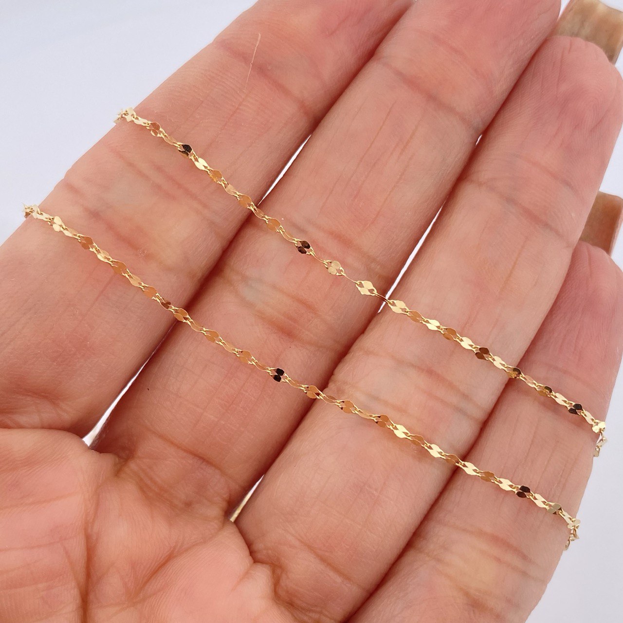 Cadena Flor Espejo 0.95gr / 44.5cm / Oro Amarillo +3 18K &