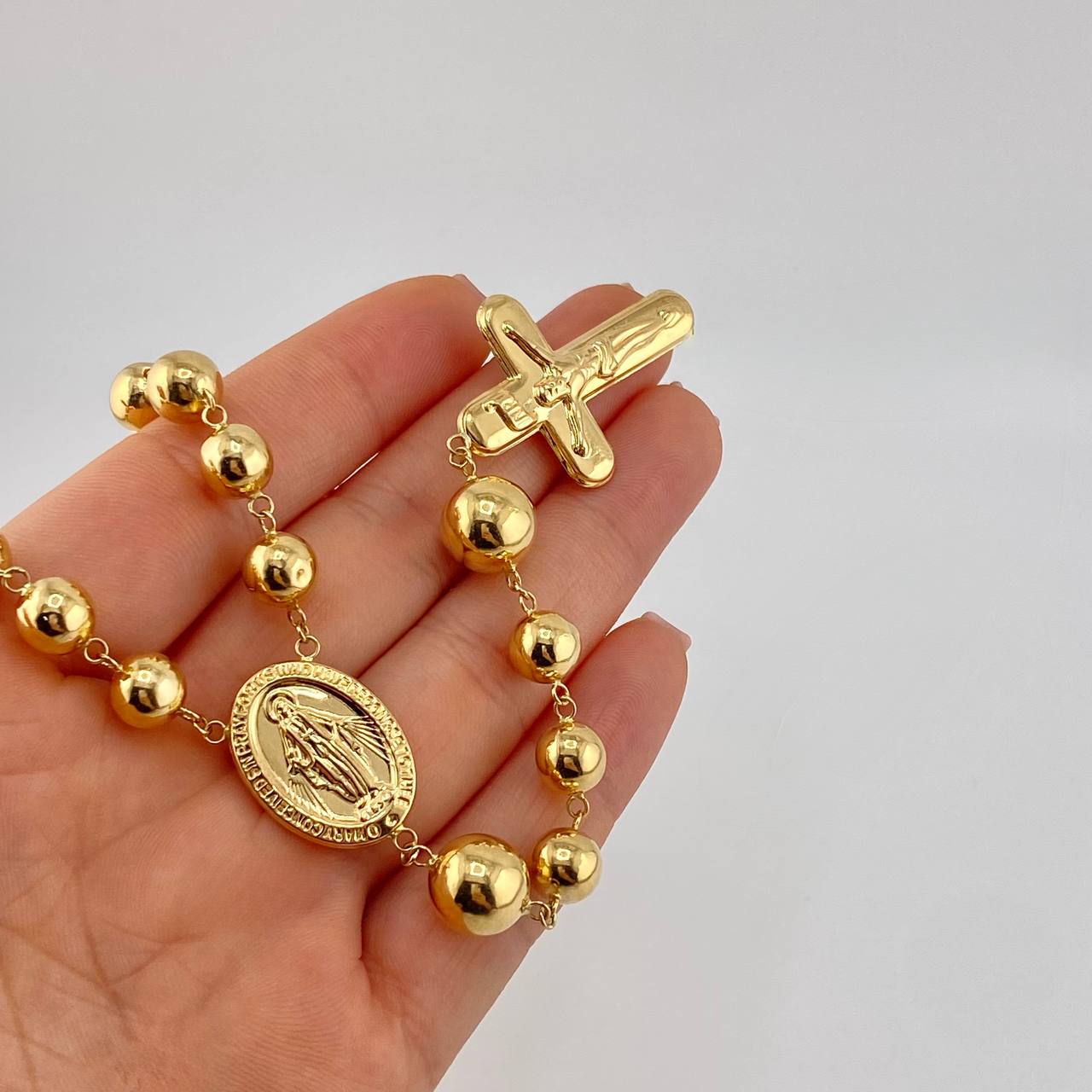 Rosario Rosario Virgen De La Milagrosa Cruz Lisa 29 g / 68 cm / 8mm-10mm mm Oro Amarillo 18K