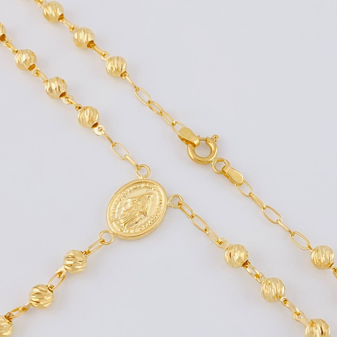 Rosario Rosario Virgen De La Milagrosa Cristo Curvo Diamantado 11.65 g / 61.5 cm / 4mm mm Oro Amarillo 18K