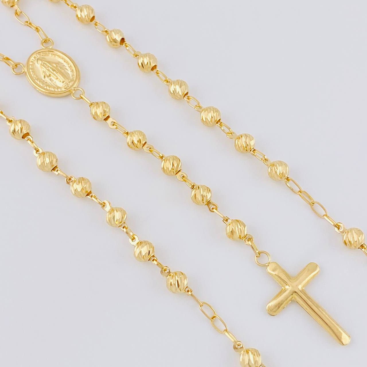 Rosario Rosario Virgen De La Milagrosa Cristo Curvo Diamantado 11.65 g / 61.5 cm / 4mm mm Oro Amarillo 18K