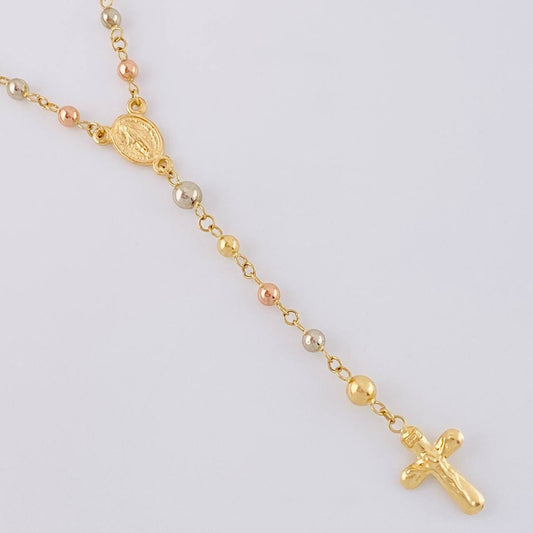 Rosario Virgen De La Milagrosa Liso 5.9 g / 51.5 cm / 3mm-4mm mm Tres Oros 18K