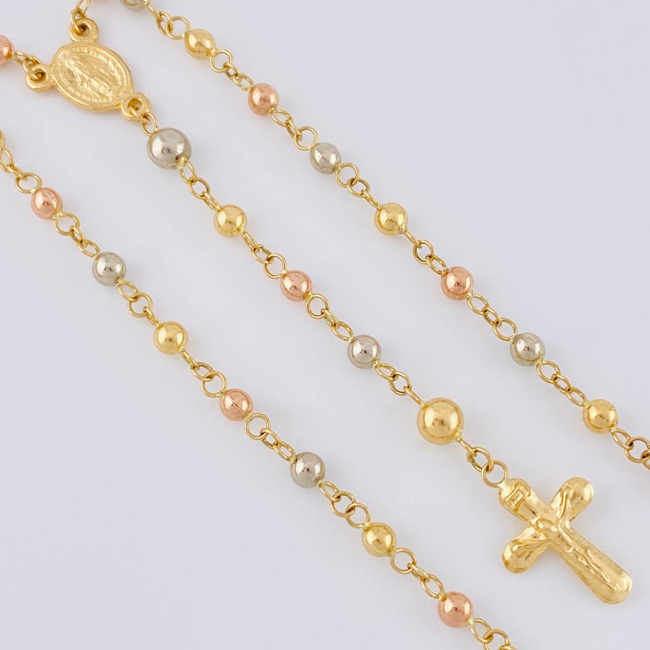 Rosario Virgen De La Milagrosa Liso 5.9 g / 51.5 cm / 3mm-4mm mm Tres Oros 18K