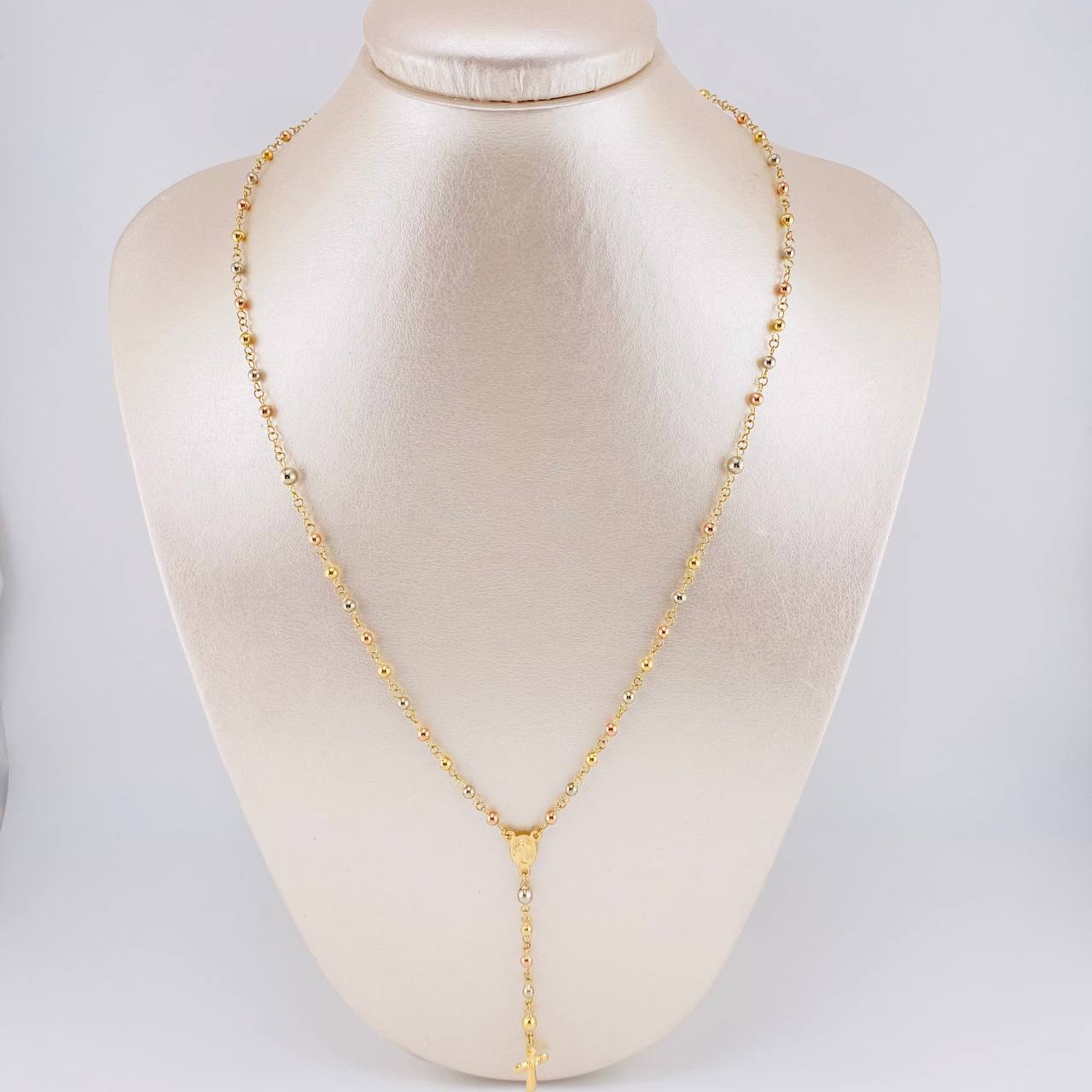 Rosario Virgen De La Milagrosa Liso 5.9 g / 51.5 cm / 3mm-4mm mm Tres Oros 18K