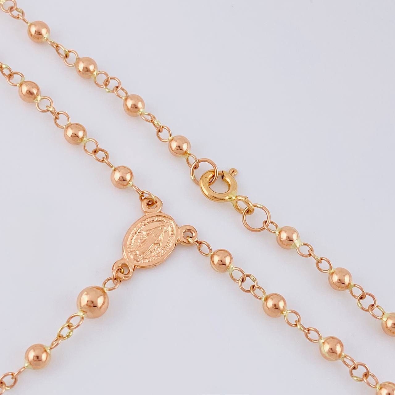Rosario Virgen De La Milagrosa Liso 6.2 g / 53 cm / 3mm-4mm mm Oro Rosa 18K