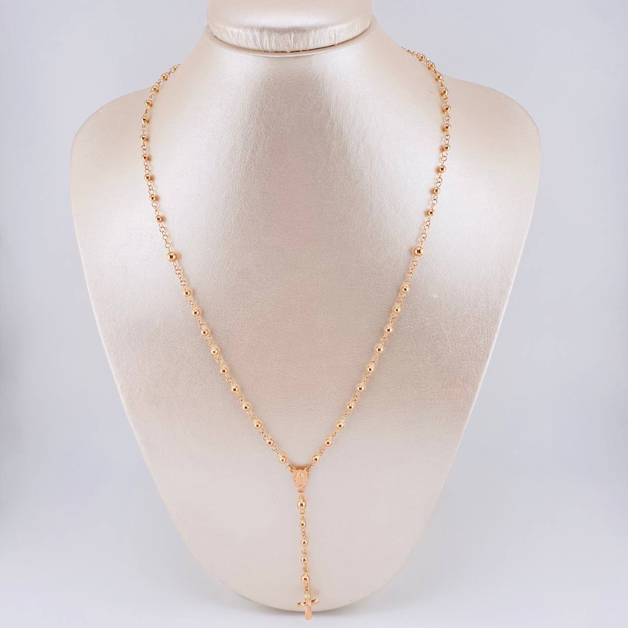 Rosario Virgen De La Milagrosa Liso 6.2 g / 53 cm / 3mm-4mm mm Oro Rosa 18K