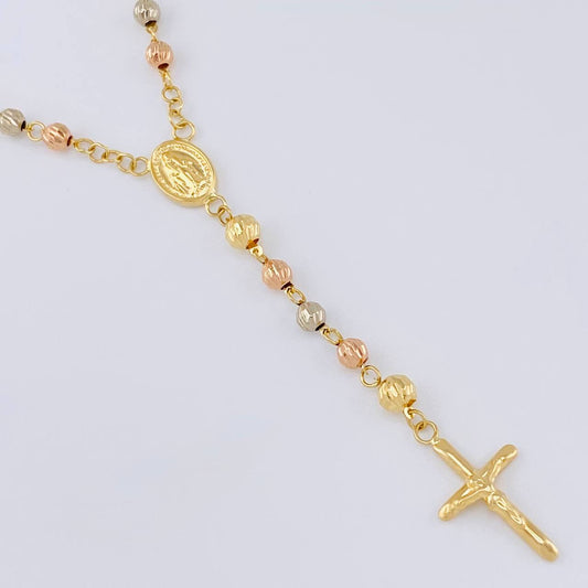 Rosario Virgen De La Milagrosa Diamantado 8.75 g / 50 cm / 4mm-5mm mm Tres Oros 18K