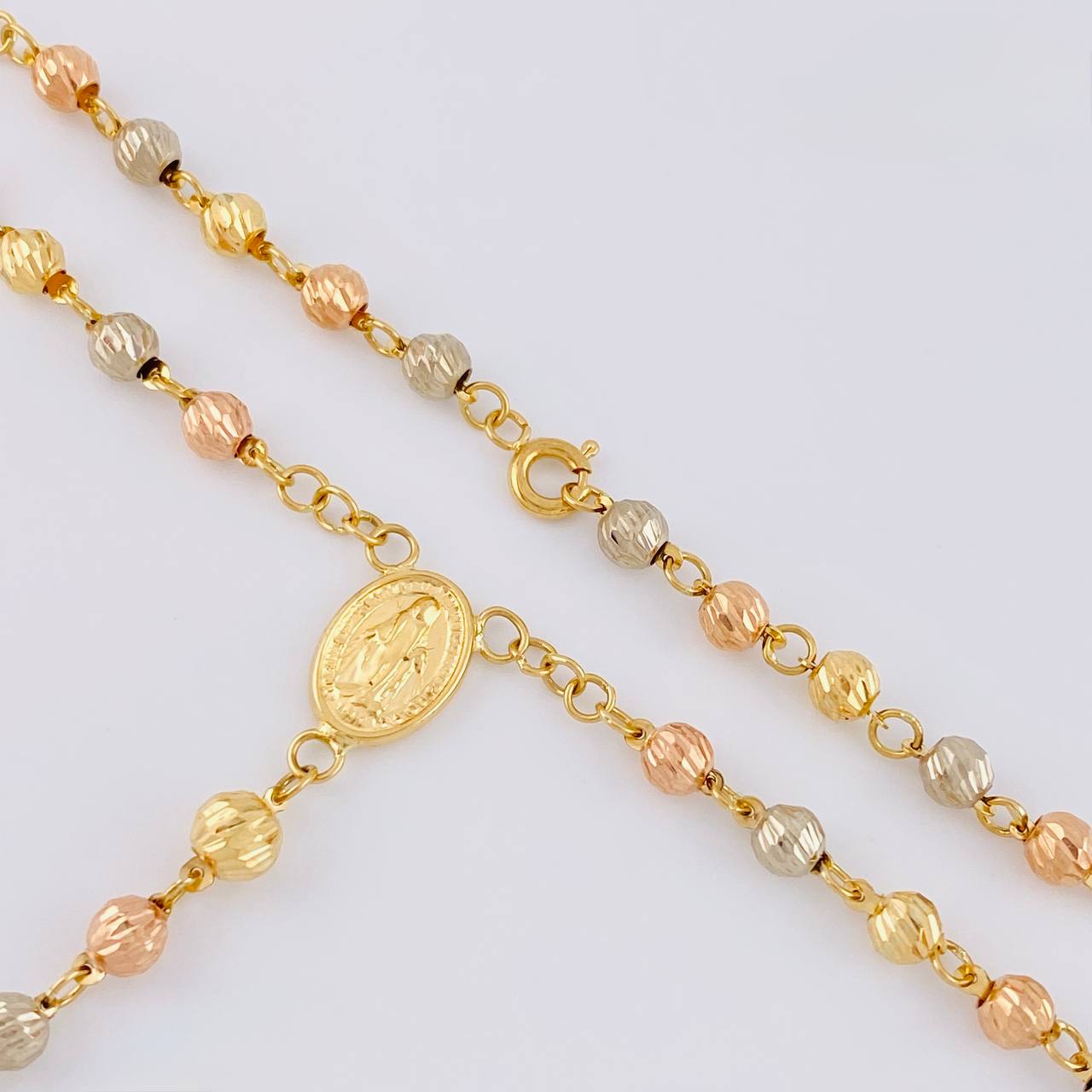 Rosario Virgen De La Milagrosa Diamantado 8.75 g / 50 cm / 4mm-5mm mm Tres Oros 18K