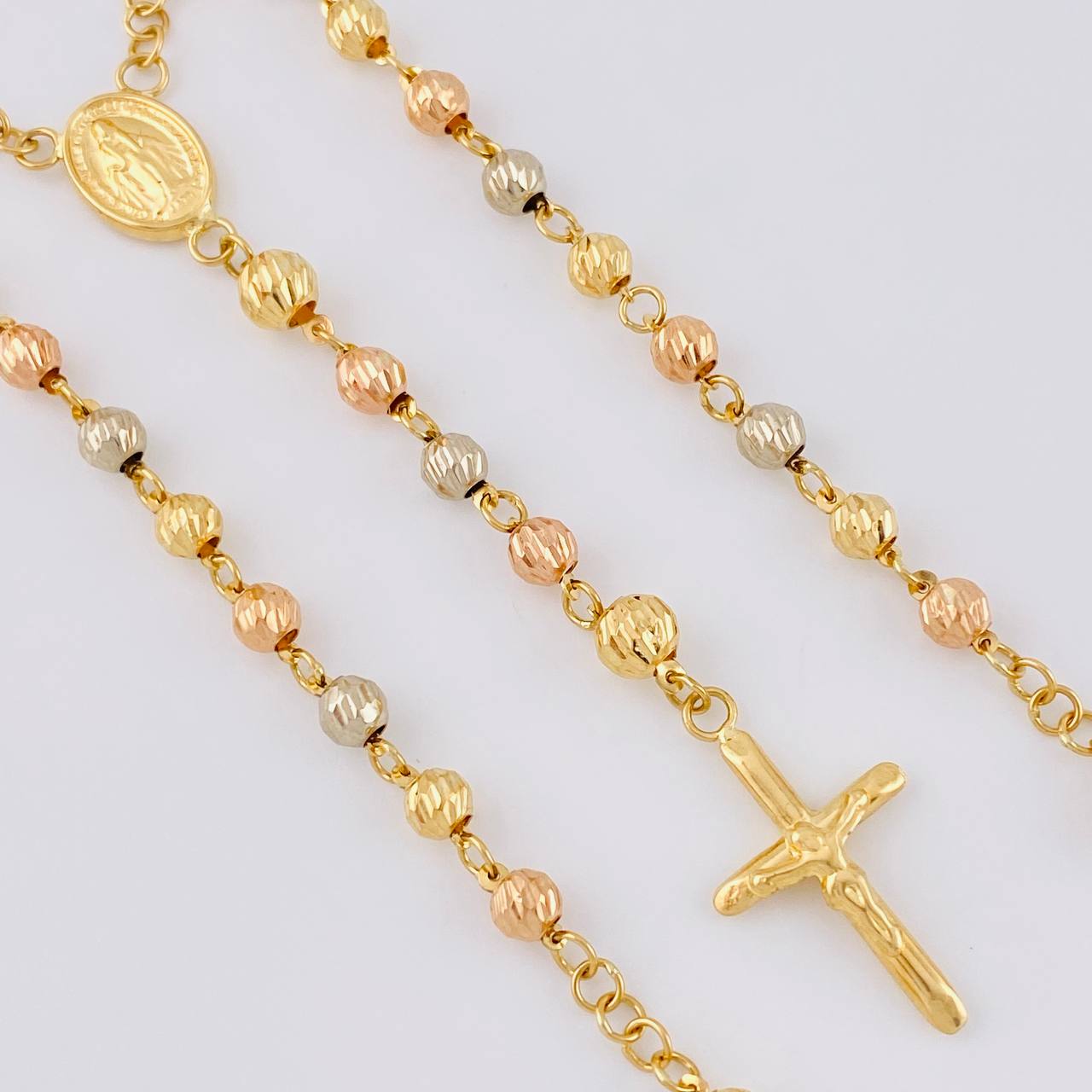 Rosario Virgen De La Milagrosa Diamantado 8.75 g / 50 cm / 4mm-5mm mm Tres Oros 18K