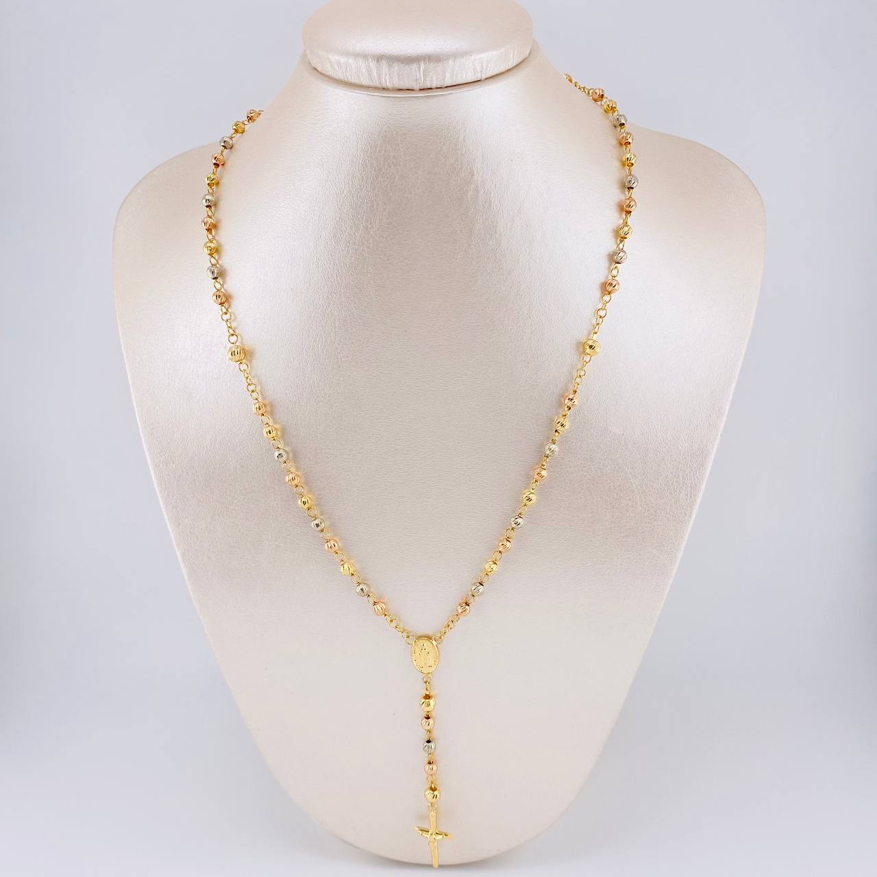 Rosario Virgen De La Milagrosa Diamantado 8.75 g / 50 cm / 4mm-5mm mm Tres Oros 18K