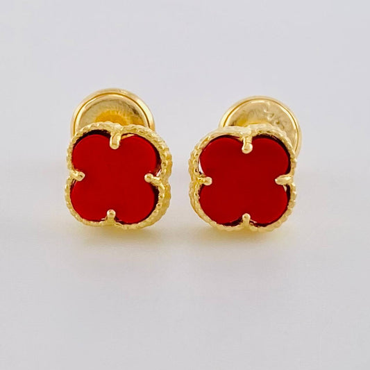 Topos Trébol Rojo 1.3 g / 6.3 mm Oro Amarillo 18K