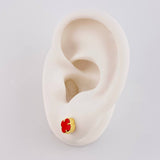 Topos Trébol Rojo 1.3 g / 6.3 mm Oro Amarillo 18K