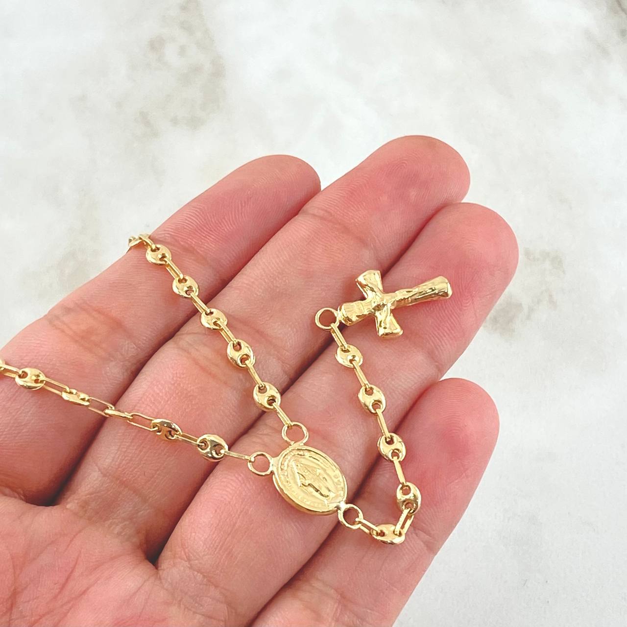 Rosario GC Virgen Milagrosa 6.3gr / 55cm / Oro Amarillo 18K