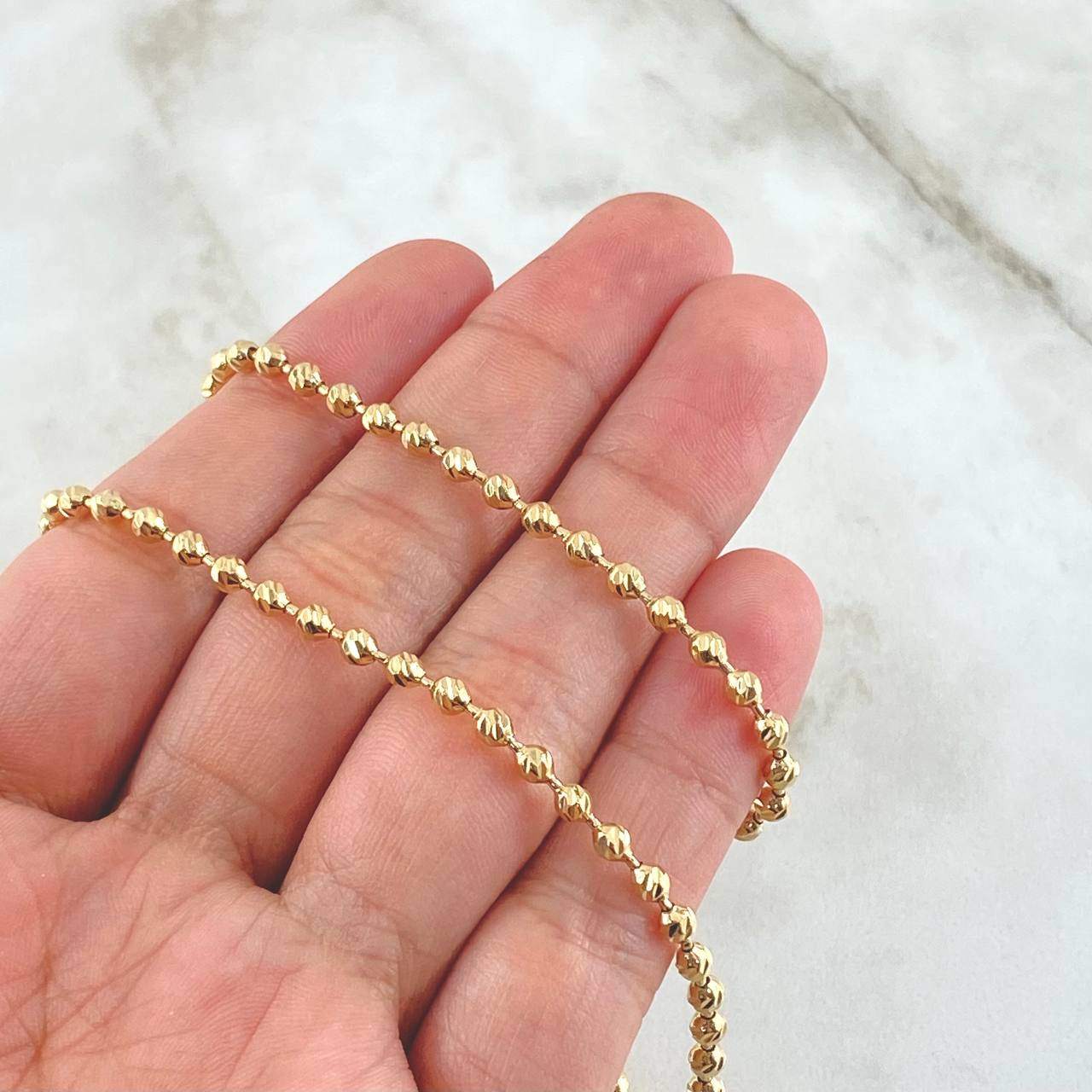 Cadena Militar Diamantada 16.8gr / 62.5cm / 3mm Oro Amarillo Nac.Esp. 18K