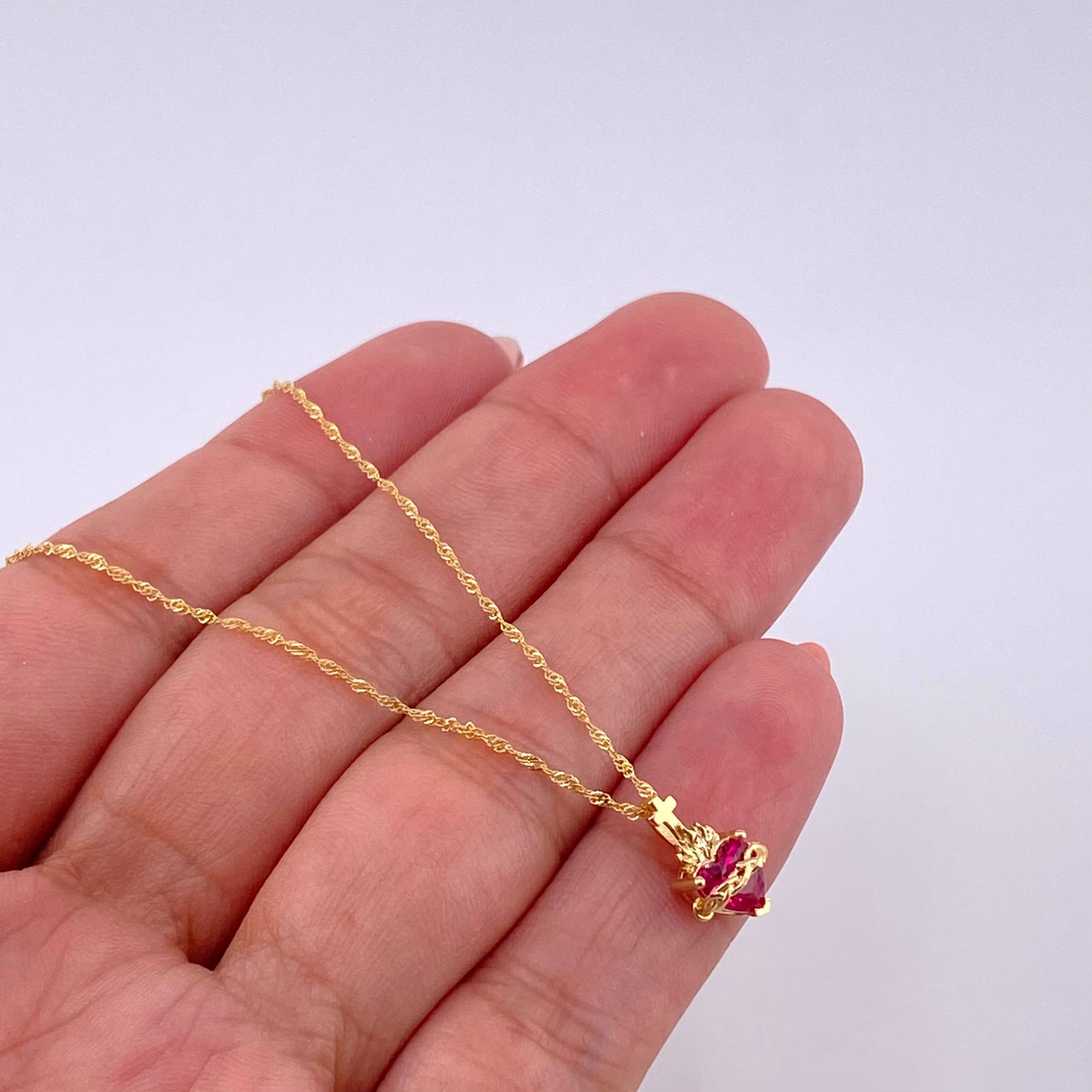Set Cadena Singapur + Dije Sagrado Corazón / 1.7g / 60cm Oro Amarillo 18K
