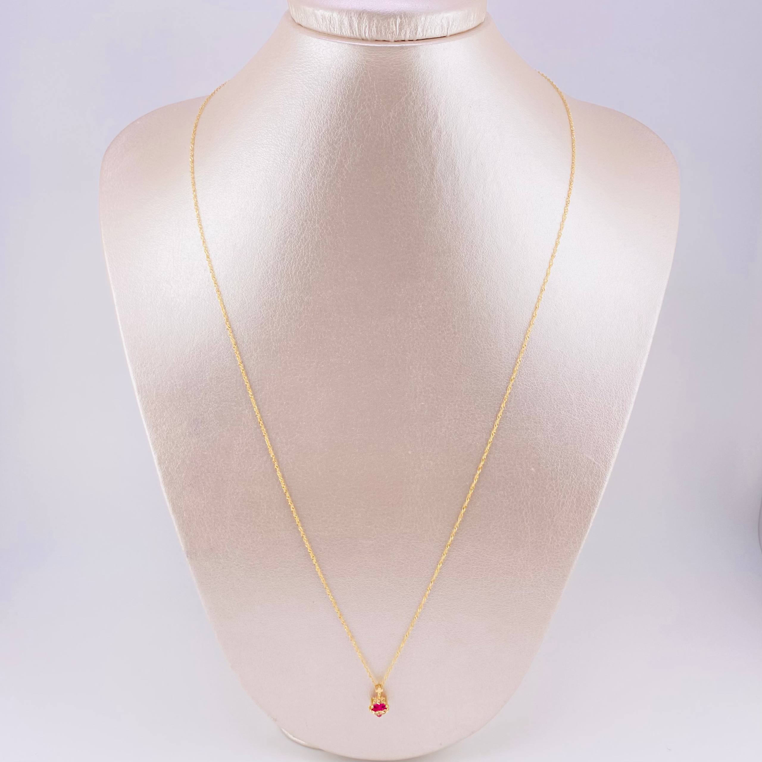 Set Cadena Singapur + Dije Sagrado Corazón / 1.7g / 60cm Oro Amarillo 18K