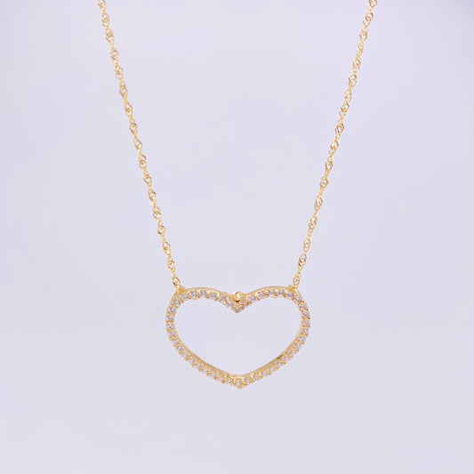 Set Cadena Singapur + Dije Silueta Corazón / 2g / 60cm Oro Amarillo 18K