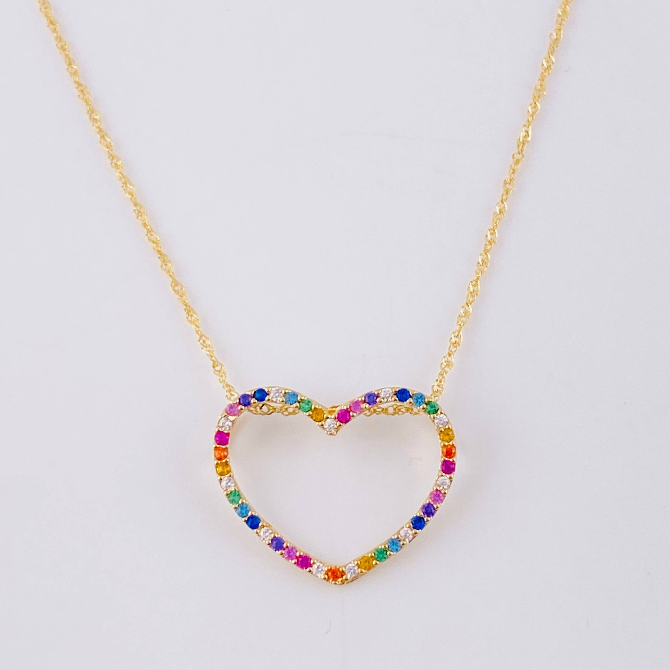 Set Cadena Singapur + Dije Silueta Corazón / 2g / 60cm Oro Amarillo 18K