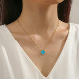 Cadena Cajon Trebol VCyA 4gr / 50cm / 1.5mm Punteado Cuarzo Azul Celeste Mate Oro Amarillo Nac.Esp. 18K