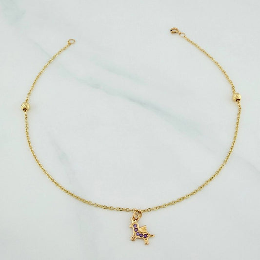 Tobillera Aro Seguido Unicornio 1.75 g / 25 cm / 4 mm Oro Amarillo 18K
