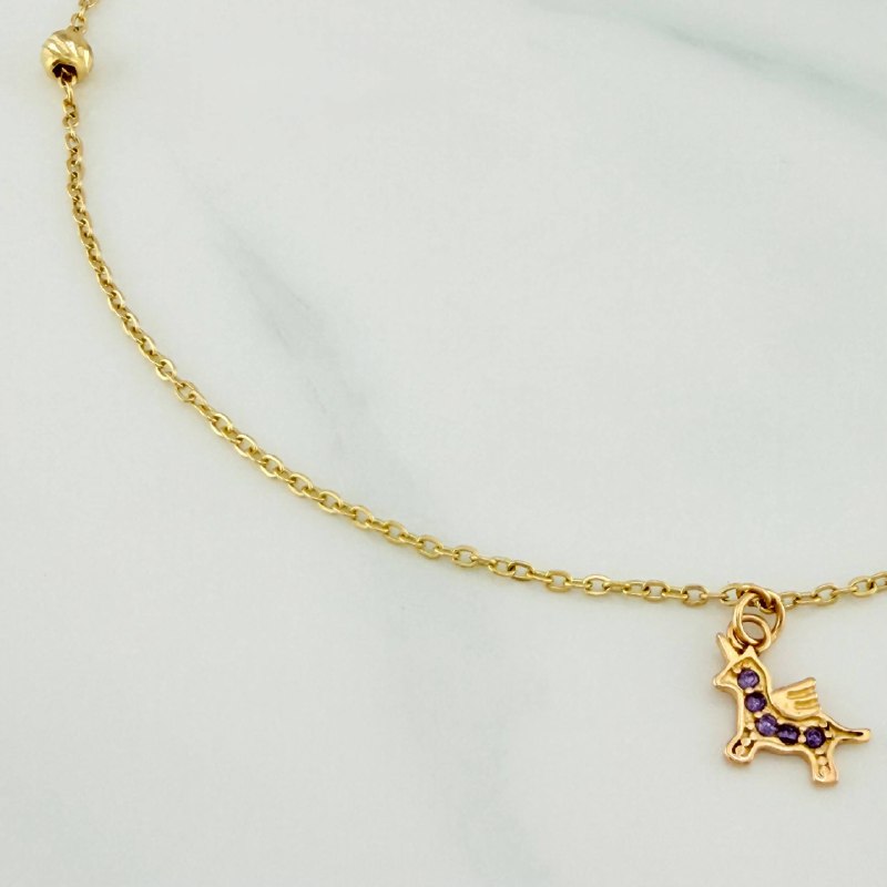 Tobillera Aro Seguido Unicornio 1.75 g / 25 cm / 4 mm Oro Amarillo 18K