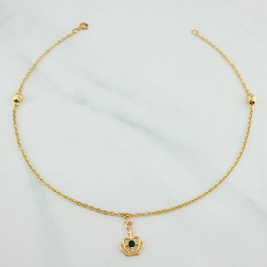 Tobillera Aro Seguido Corona 1.7 g / 25 cm / 4 mm Oro Amarillo 18K