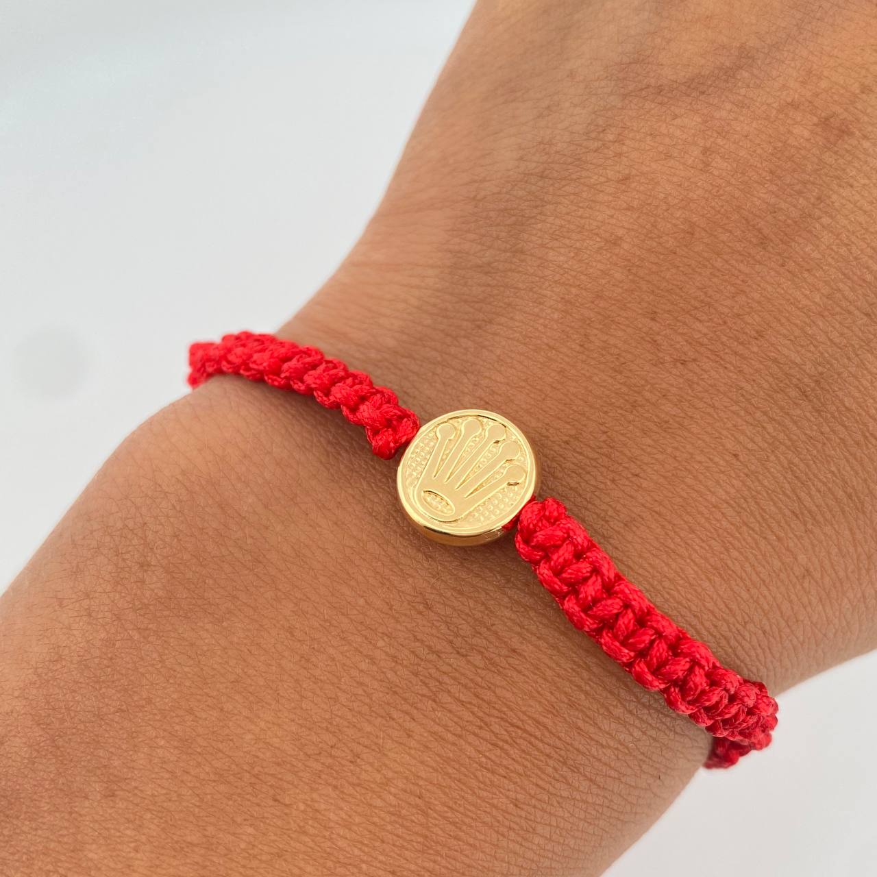 Pulsera Tejida Roja Corona Rx 0.55gr / Oro Amarillo 18K &
