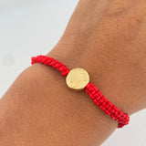 Pulsera Tejida Roja Corona Rx 0.55gr / Oro Amarillo 18K &