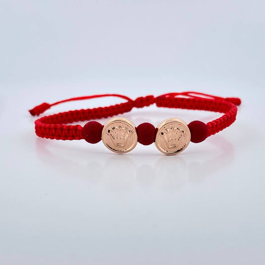 Pulsera Tejida Roja Corona Rx 1.05gr / Oro Rosa 18K &