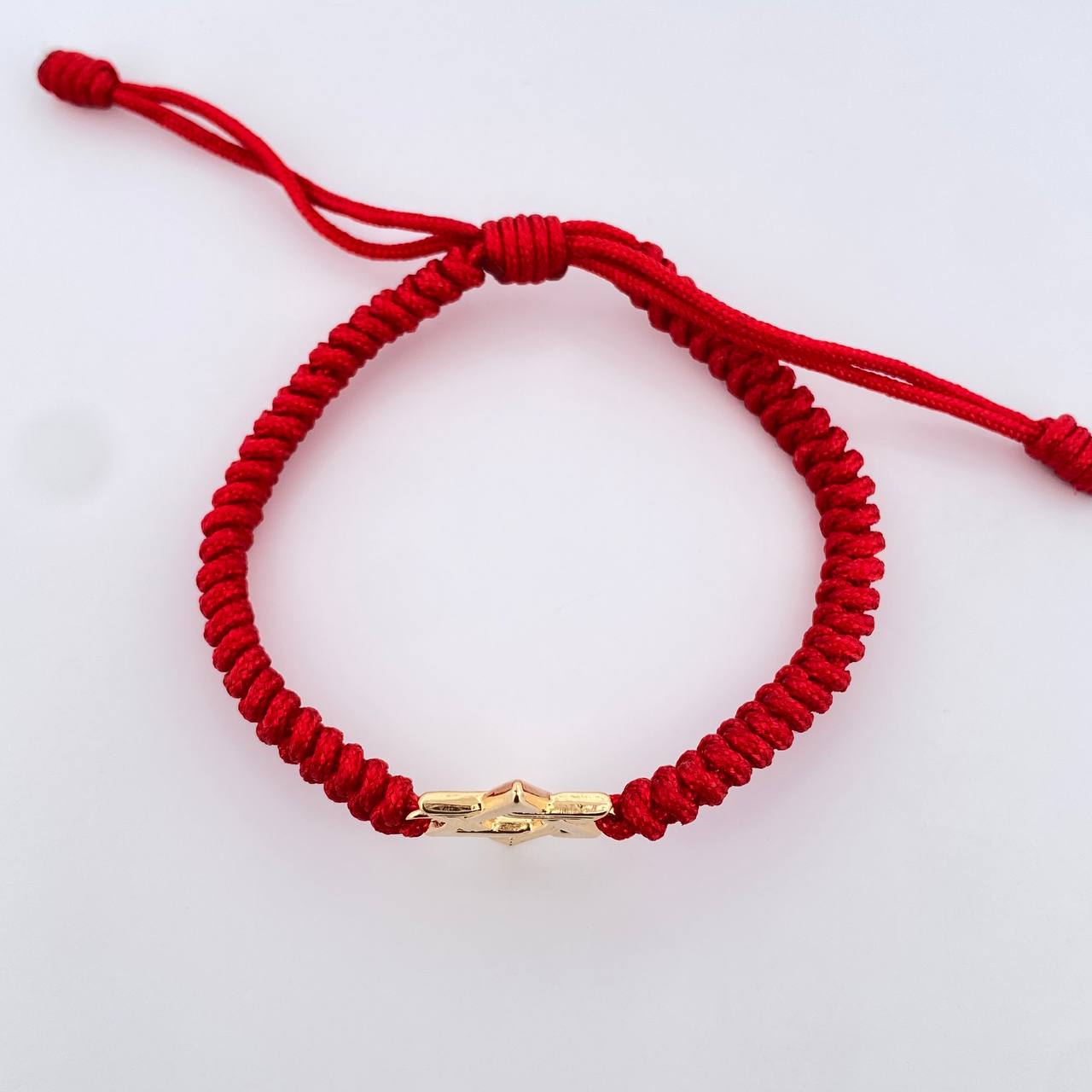 Pulsera Tejida Roja Estrella De David 1.1gr / Oro Amarillo 18K &