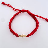 Pulsera Tejida Roja Estrella De David 1.1gr / Oro Amarillo 18K &