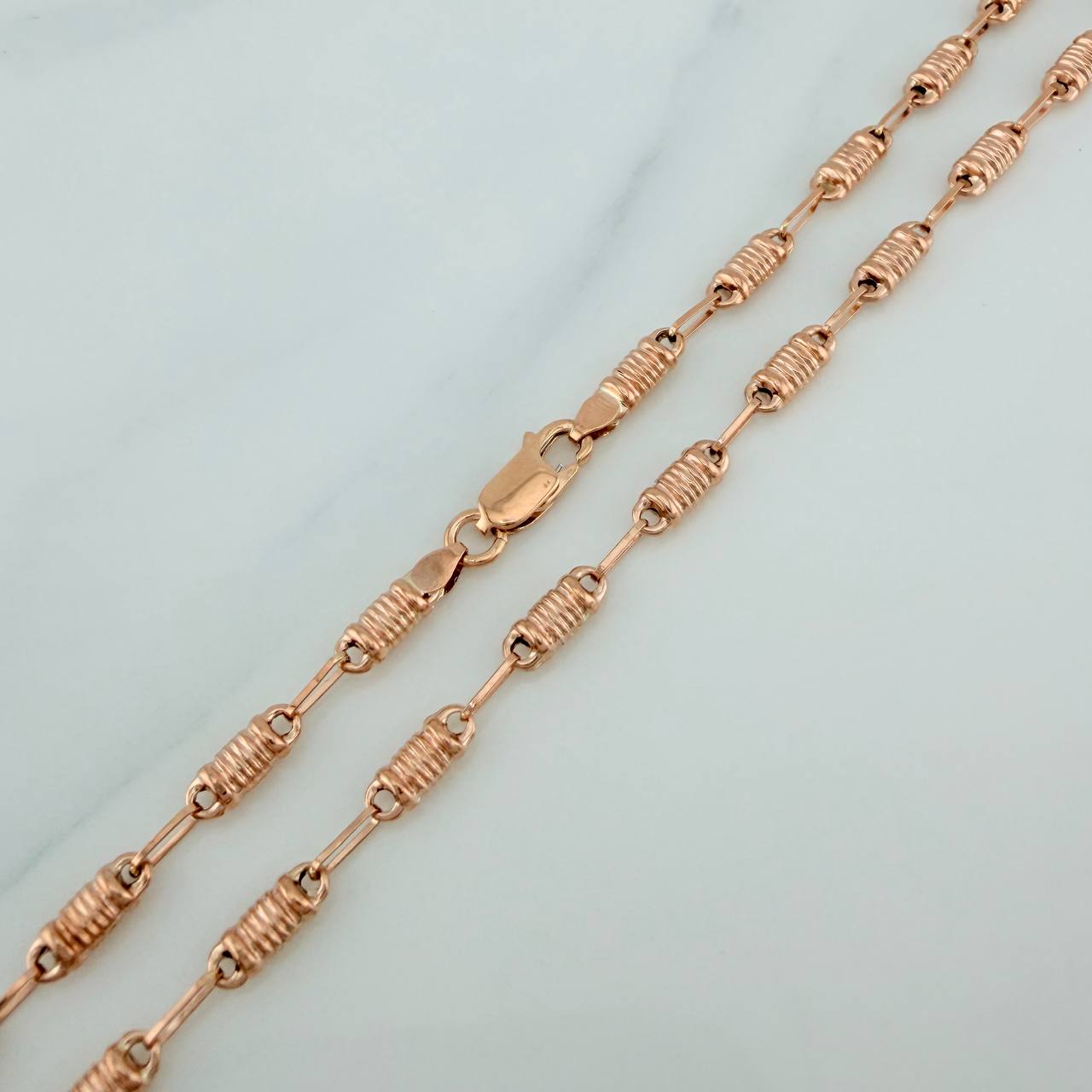Cadena Rustica Barril 8.2gr / 60.4cm / 1.45mm Oro Rosa 18K $