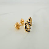 Topos Circulo Silueta Trebol 1.3gr / 7.6mm Oro Amarillo 18K %