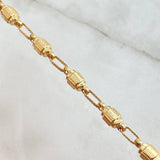 Cadena Rustica Barril Rayado 12.1gr / 60cm / 4.4mm Diamantada Oro Amarillo 18K