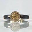 Pulso Caballo Circulo Texturizado 15.6gr / 19cm / Correa Silicona Negro Circones Blancos Oro Amarillo 18K