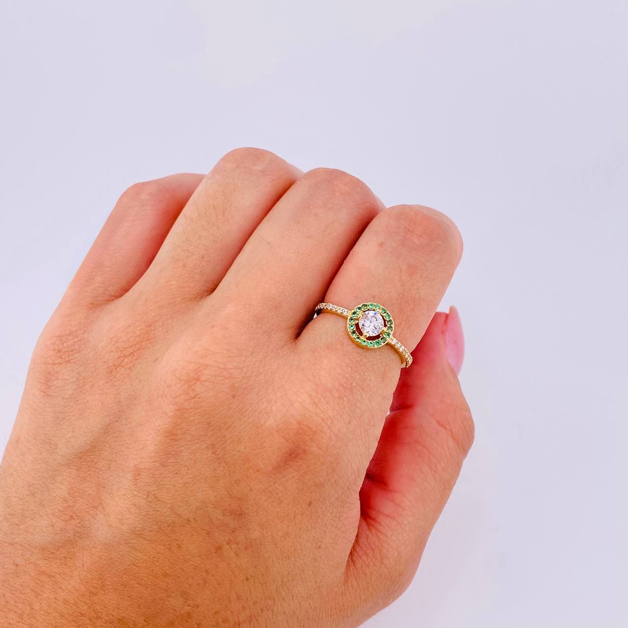 Anillo Halo Circular 1.95gr / T6 3/4 / Oro Amarillo 18K *