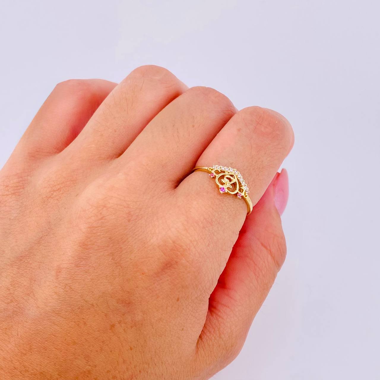 Anillo Corona Quinces Corazón 1.35gr / T6 3/4 / Oro Amarillo 18K *