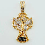 Dije San Miguel Arcangel 8.85gr / 4.1cm / Dos Oros Amarillo Blanco 18K