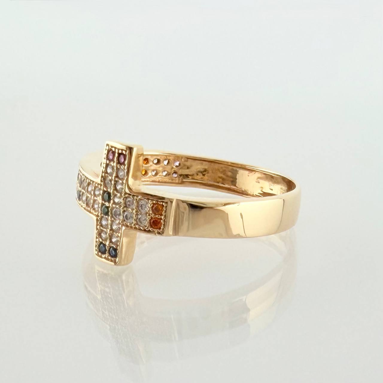 Anillo Cruz Tupida 3gr / T6 3/4 / Oro Amarillo 18K *