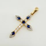 Dije Cruz Tupida 1.95gr / 3.5cm / Dos Oros Amarillo Blanco 18K