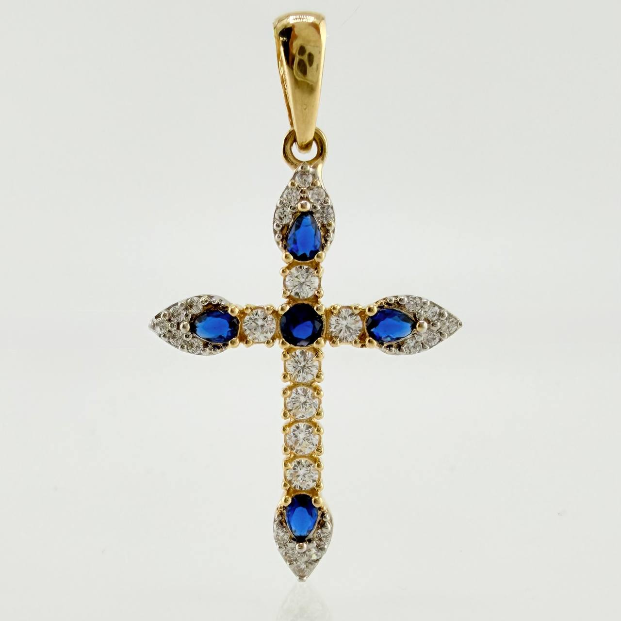 Dije Cruz Tupida 1.95gr / 3.5cm / Dos Oros Amarillo Blanco 18K